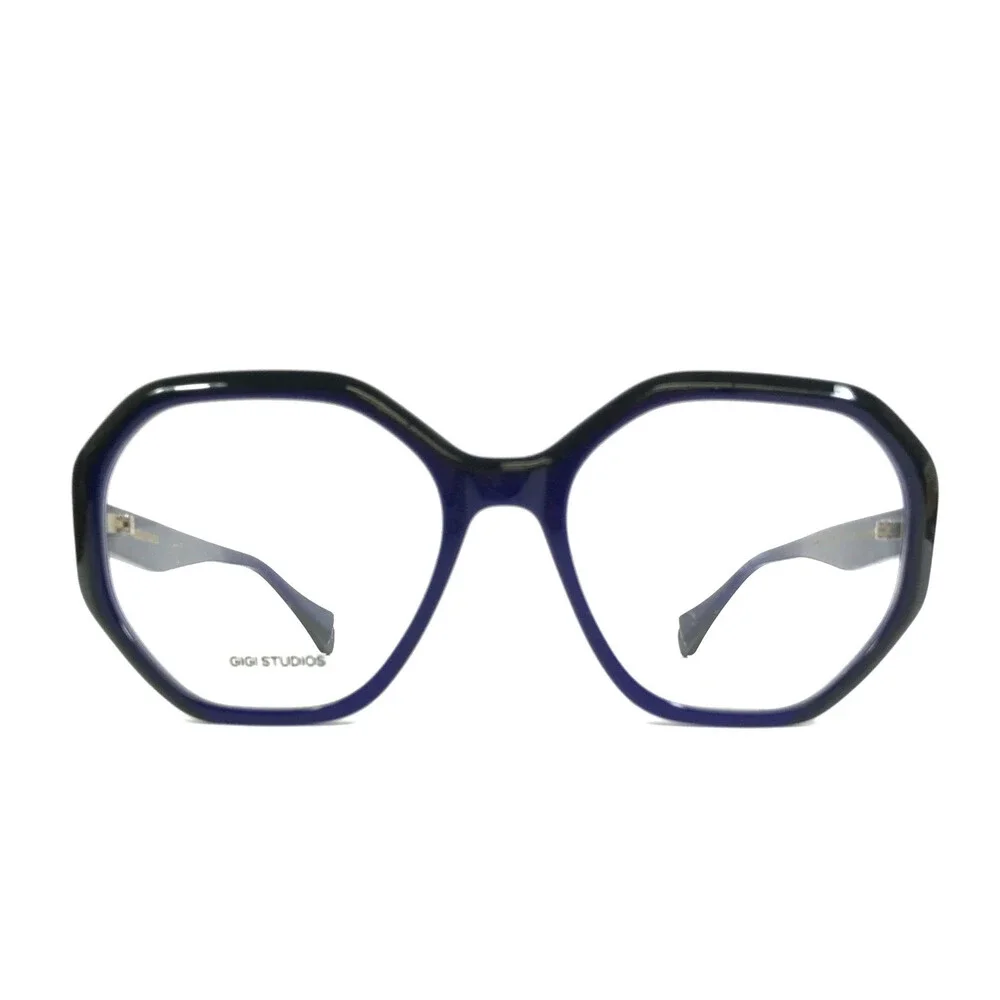 Gigi Studios Eyeglasses Frames CHRISTINE 6767/3 Black Blue Geometric 54-18-140